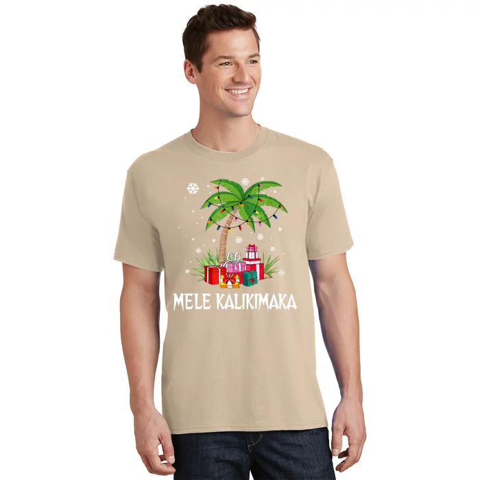 Mele Kalikimaka Christmas Lights Palm Tree Hawaiian Xmas Gift T-Shirt