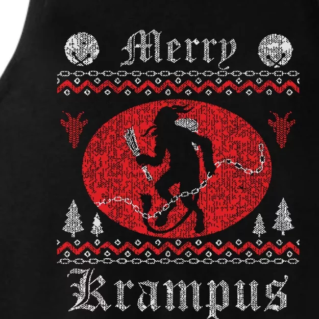 Merry Krampus Christmas Xmas Horror Ugly Sweater Evil Pajama Ladies Tri-Blend Wicking Tank