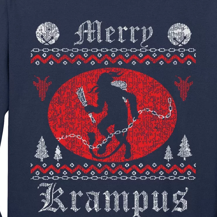 Merry Krampus Christmas Xmas Horror Ugly Sweater Evil Pajama Tall Long Sleeve T-Shirt