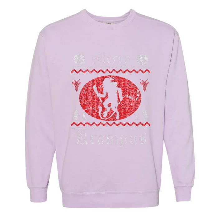 Merry Krampus Christmas Xmas Horror Ugly Sweater Evil Pajama Garment-Dyed Sweatshirt