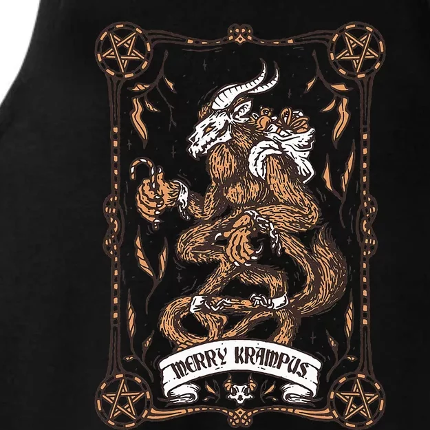 Merry Krampus Christmas Xmas Horror Ugly Sweater Evil Pajama Ladies Tri-Blend Wicking Tank