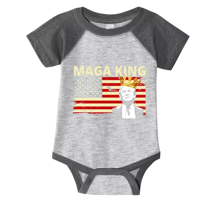 MAGA King Donald Trump Usa Flag Infant Baby Jersey Bodysuit