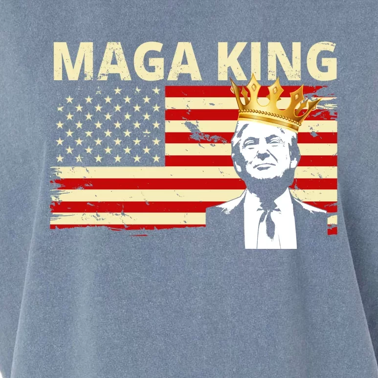 MAGA King Donald Trump Usa Flag Garment-Dyed Women's Muscle Tee