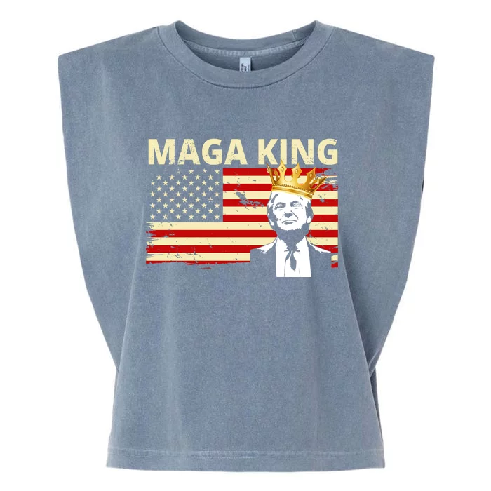 MAGA King Donald Trump Usa Flag Garment-Dyed Women's Muscle Tee