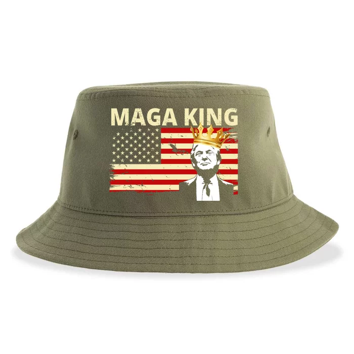 MAGA King Donald Trump Usa Flag Sustainable Bucket Hat