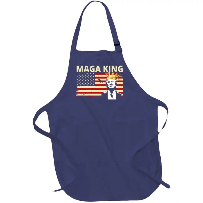 MAGA King Donald Trump Usa Flag Full-Length Apron With Pocket