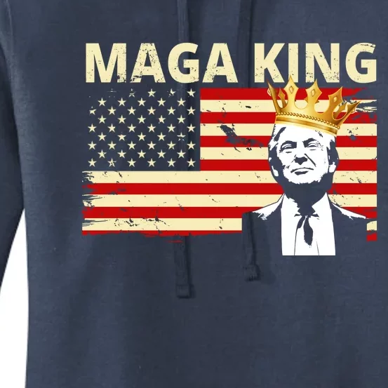 MAGA King Donald Trump Usa Flag Women's Pullover Hoodie