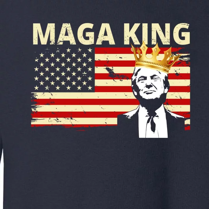 MAGA King Donald Trump Usa Flag Toddler Sweatshirt