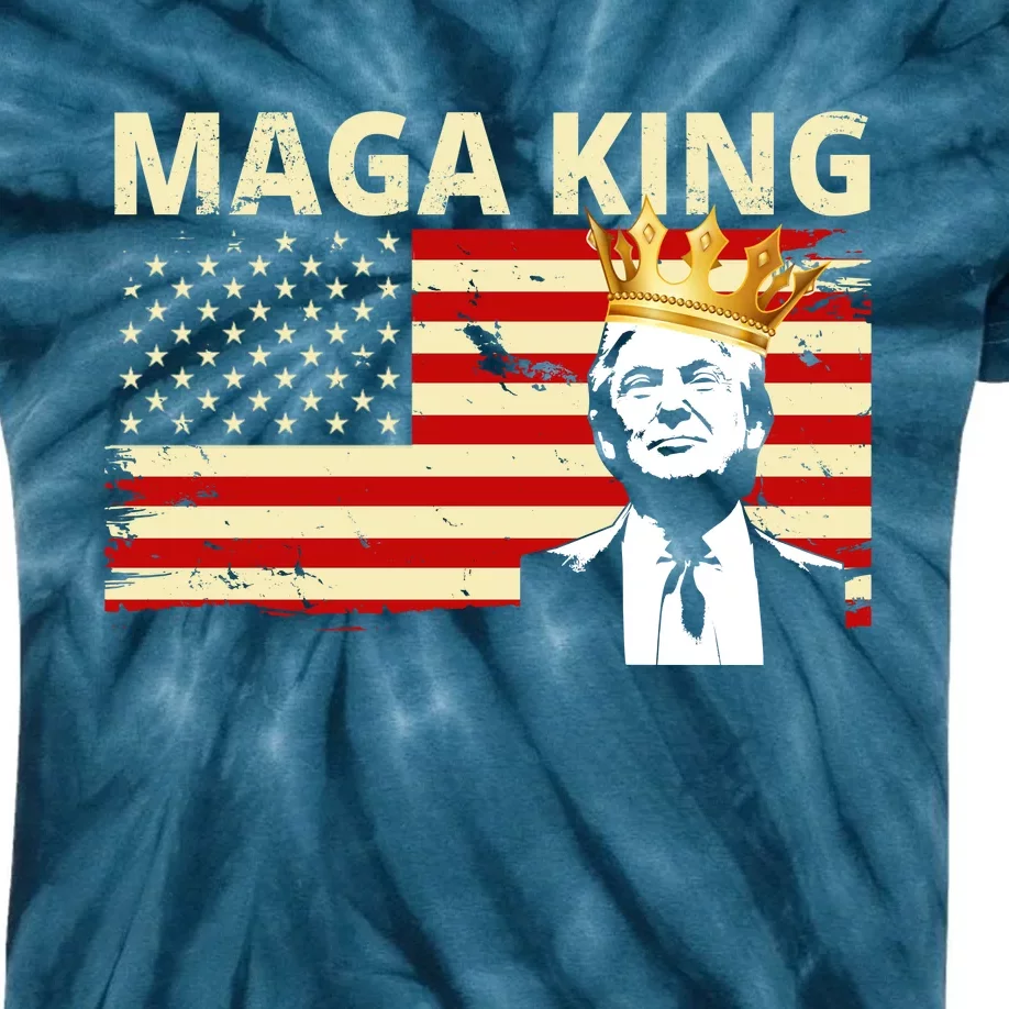 MAGA King Donald Trump Usa Flag Kids Tie-Dye T-Shirt