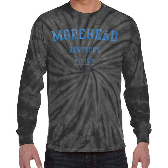 Morehead Kentucky Distressed Text Sport Style Tie-Dye Long Sleeve Shirt