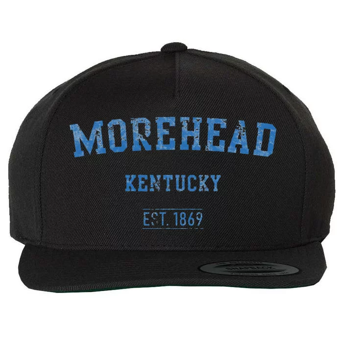 Morehead Kentucky Distressed Text Sport Style Wool Snapback Cap