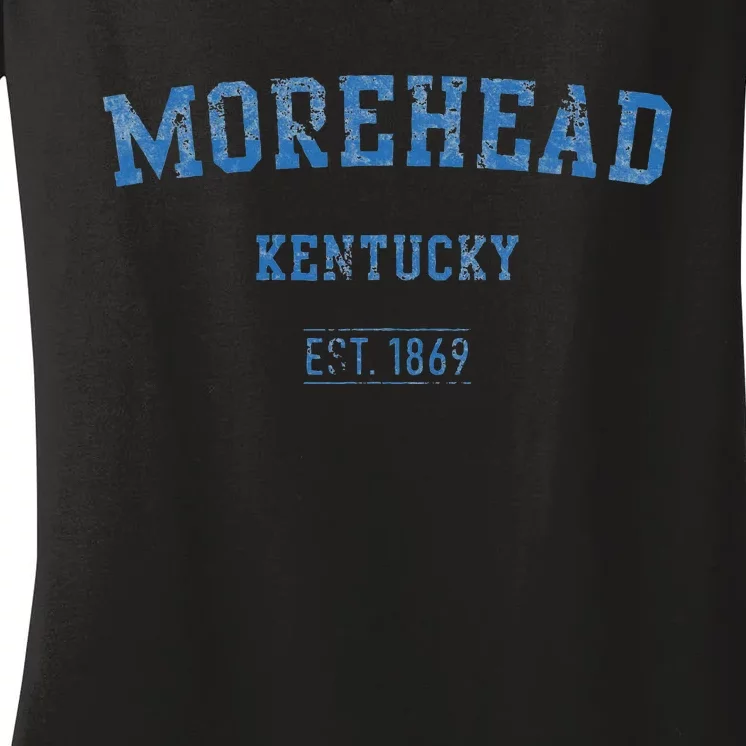 Morehead Kentucky Distressed Text Sport Style Women's V-Neck T-Shirt