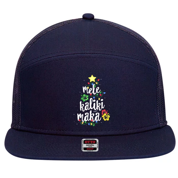 Mele Kalikimaka For Hawaiian Hawaii Christmas 7 Panel Mesh Trucker Snapback Hat