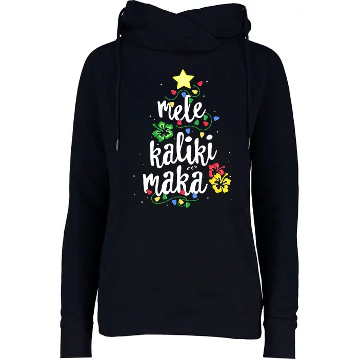 Mele Kalikimaka For Hawaiian Hawaii Christmas Womens Funnel Neck Pullover Hood