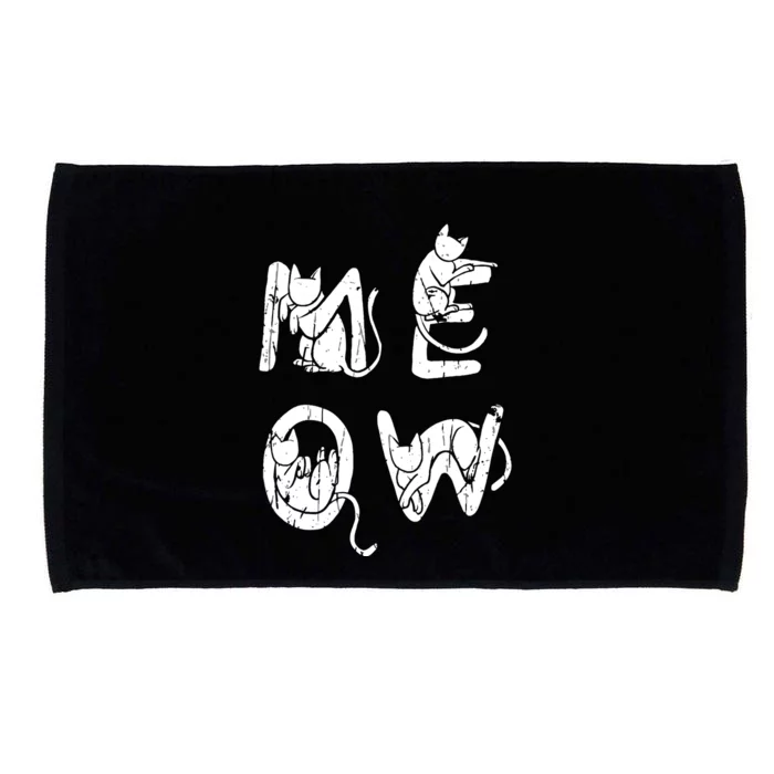 Meow Kitty Funny Cats Mom And Cat Dad Funny Cat Love Microfiber Hand Towel