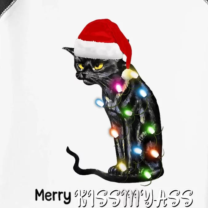 Merry Kissmyass Funny Cat Christmas Lights Infant Baby Jersey Bodysuit