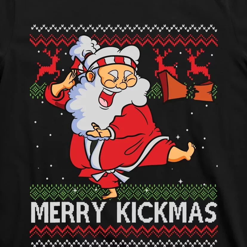 Merry Kickmas Funny Karate Santa Family Matching Pajamas T-Shirt