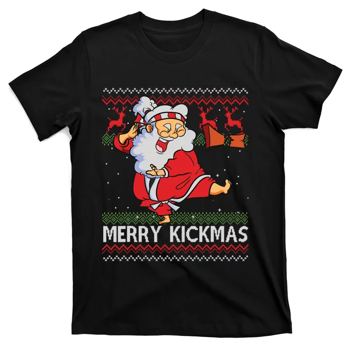 Merry Kickmas Funny Karate Santa Family Matching Pajamas T-Shirt