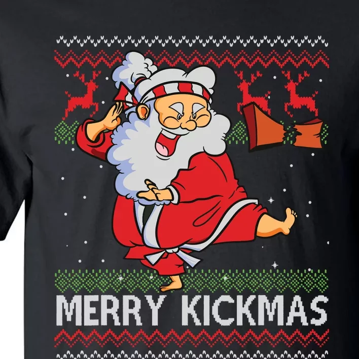 Merry Kickmas Funny Karate Santa Family Matching Pajamas Tall T-Shirt