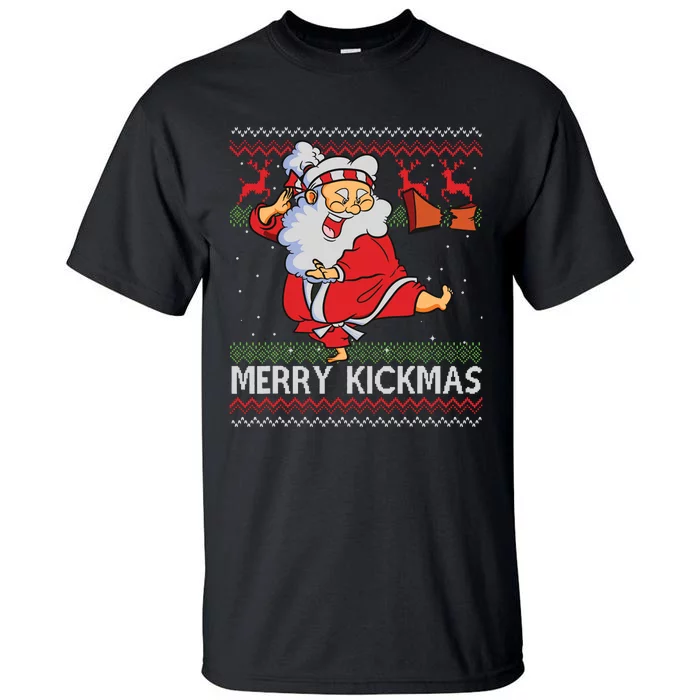 Merry Kickmas Funny Karate Santa Family Matching Pajamas Tall T-Shirt