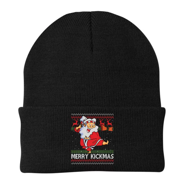 Merry Kickmas Funny Karate Santa Family Matching Pajamas Knit Cap Winter Beanie