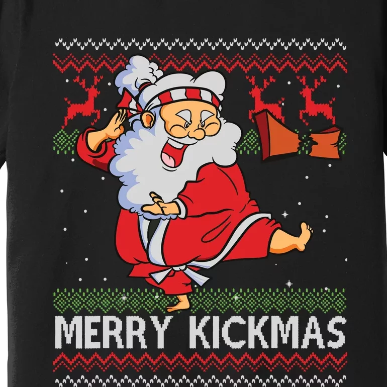 Merry Kickmas Funny Karate Santa Family Matching Pajamas Premium T-Shirt