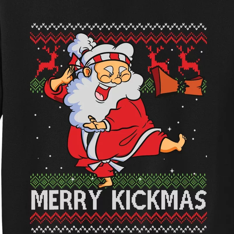 Merry Kickmas Funny Karate Santa Family Matching Pajamas Tall Sweatshirt