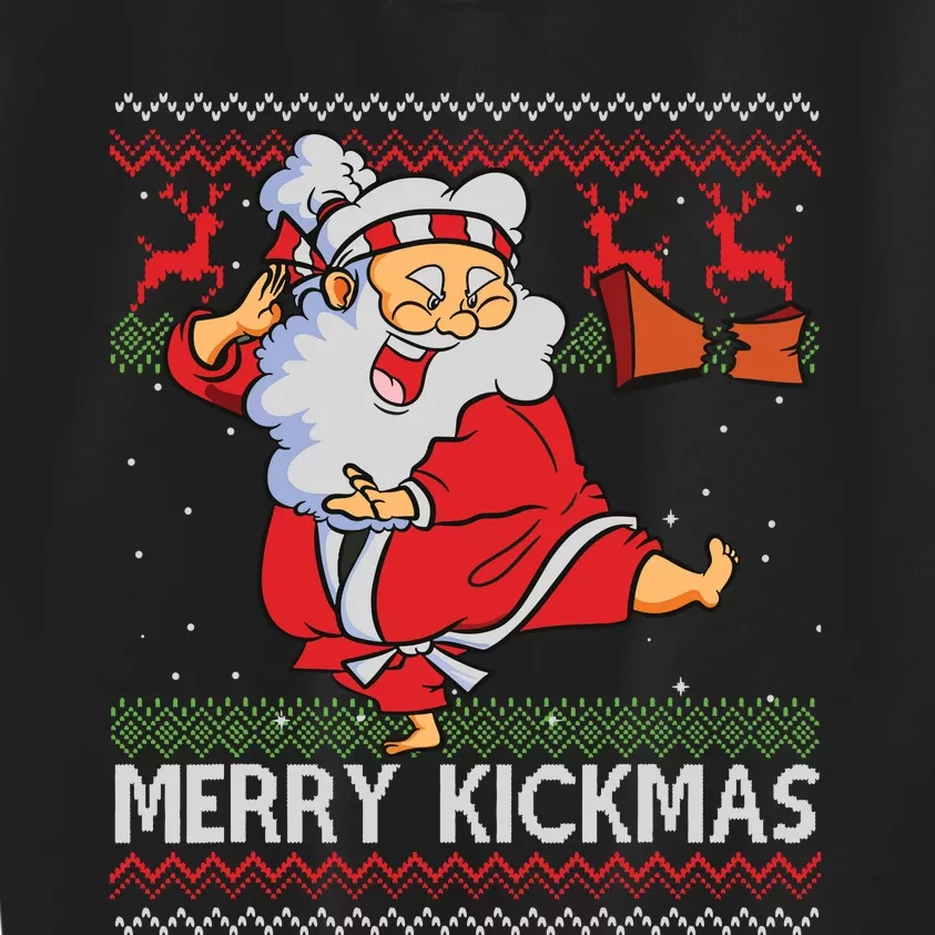 Merry Kickmas Funny Karate Santa Family Matching Pajamas Kids Sweatshirt