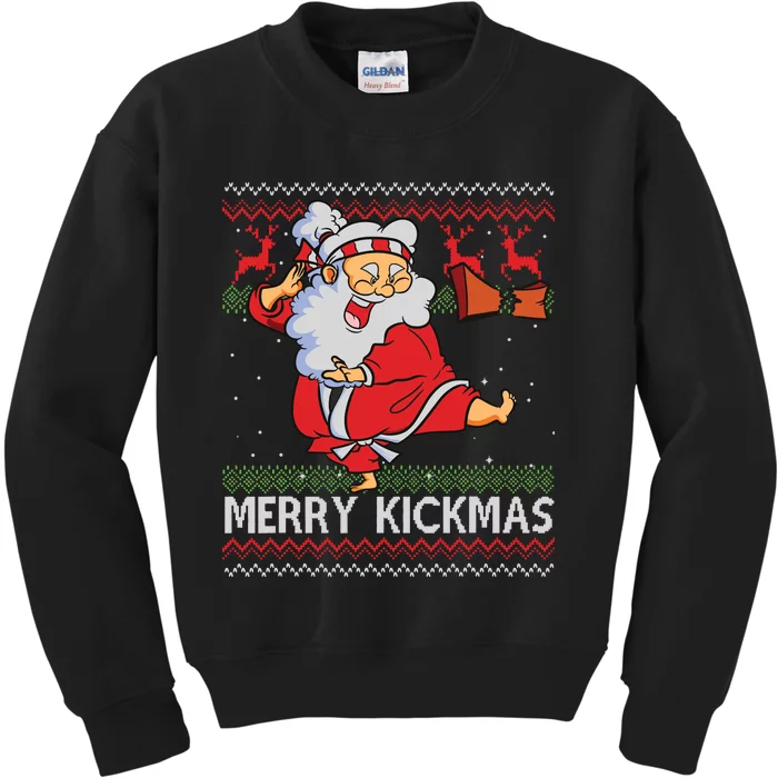 Merry Kickmas Funny Karate Santa Family Matching Pajamas Kids Sweatshirt