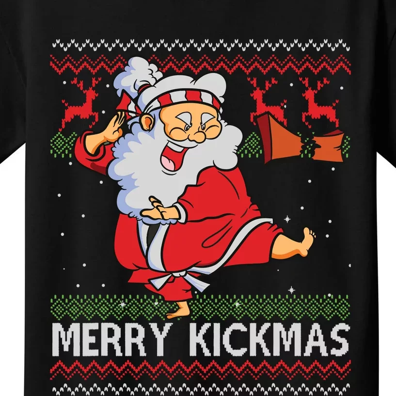 Merry Kickmas Funny Karate Santa Family Matching Pajamas Kids T-Shirt