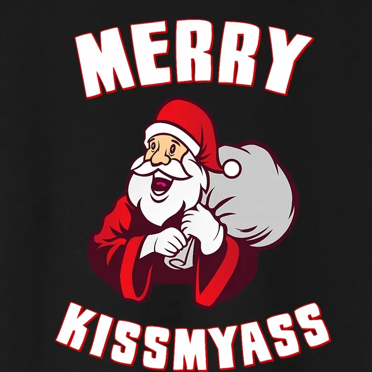 Merry Kissmyass Funny Christmas Women's Crop Top Tee