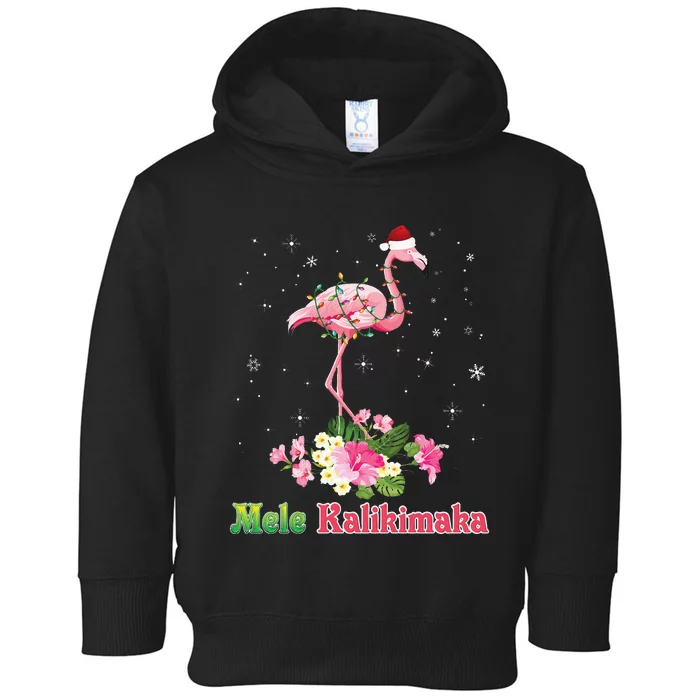 Mele Kalikimaka Flamingo Santa Christmas Merry In July Xmas Toddler Hoodie