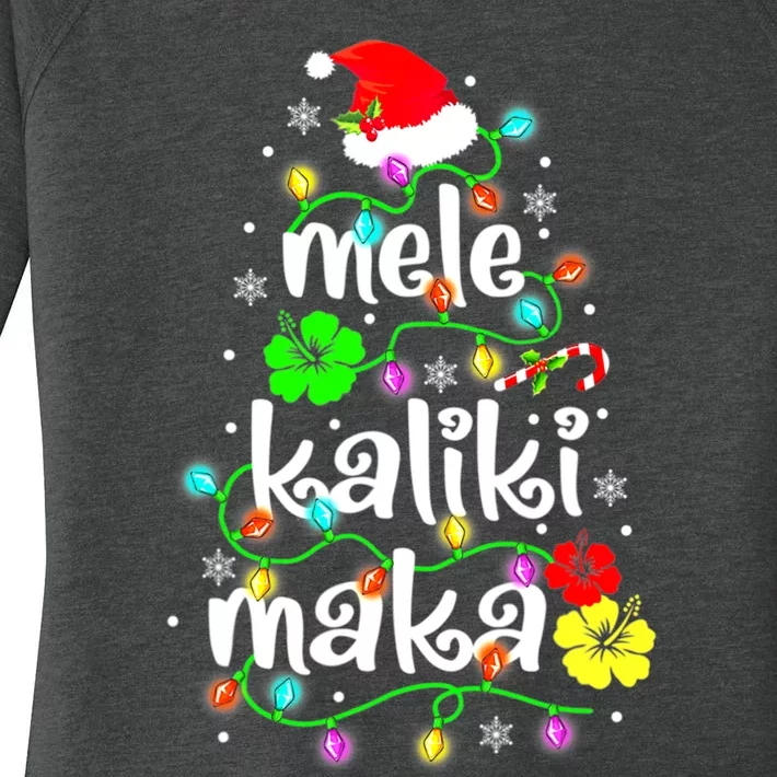 Mele Kalikimaka For Women Hawaiian Hawaii Christmas Women's Perfect Tri Tunic Long Sleeve Shirt