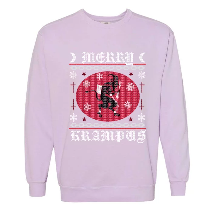 Merry Krampus Goth Christmas Ugly Sweater Krampus Xmas Gift Garment-Dyed Sweatshirt