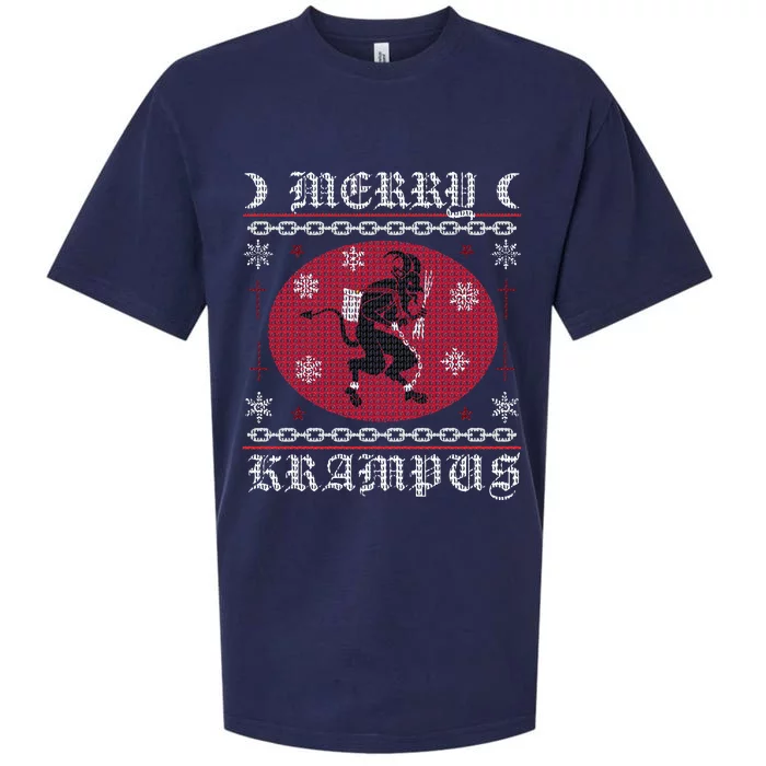 Merry Krampus. Goth Christmas Ugly Sweater. Krampus Xmas Sueded Cloud Jersey T-Shirt