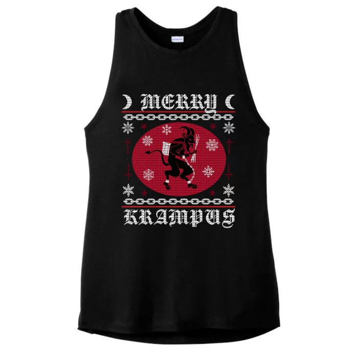 Merry Krampus Goth Christmas Ugly Sweater Krampus Xmas Great Gift Ladies Tri-Blend Wicking Tank