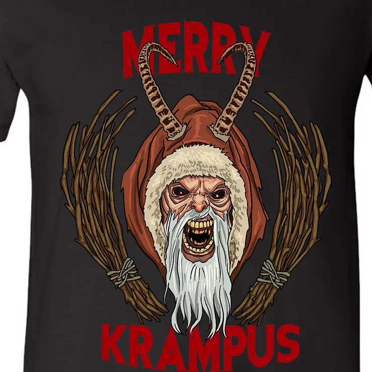 Merry Krampus Goth Christmas Horror Xmas V-Neck T-Shirt