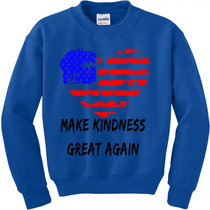 Make Kindness Great Again Distressed Flag Heart Meaningful Gift Kids Sweatshirt