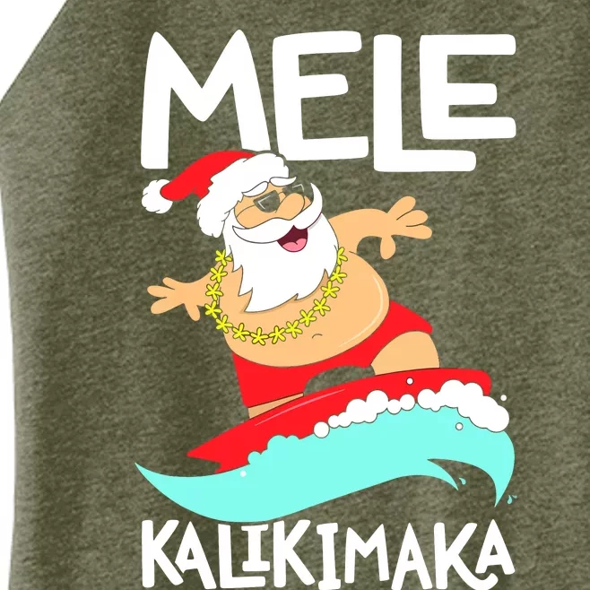 Mele Kalikimaka Hawaiian Christmas Hawaii Surfing Santa Women’s Perfect Tri Rocker Tank