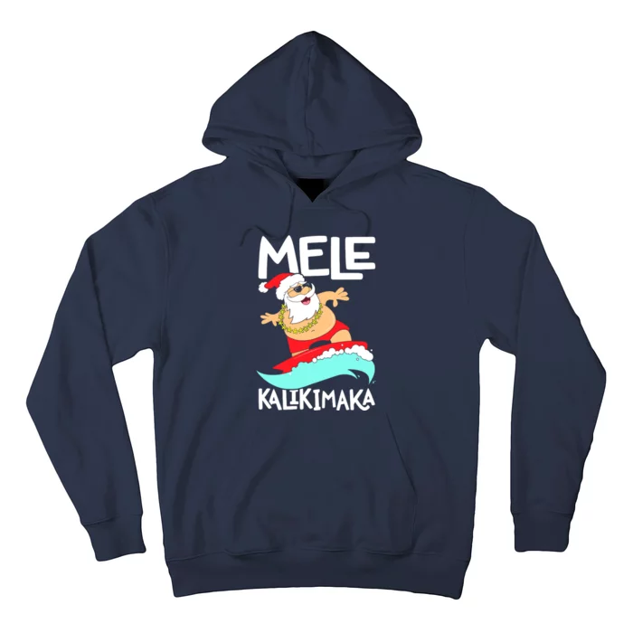 Mele Kalikimaka Hawaiian Christmas Hawaii Surfing Santa Hoodie