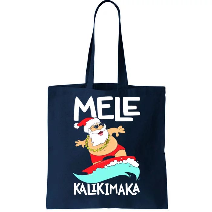 Mele Kalikimaka Hawaiian Christmas Hawaii Surfing Santa Tote Bag