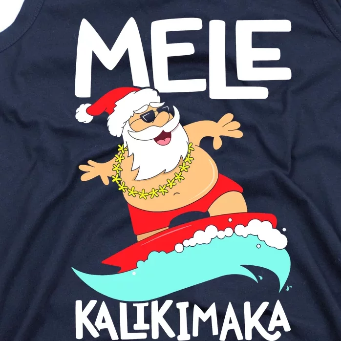 Mele Kalikimaka Hawaiian Christmas Hawaii Surfing Santa Tank Top