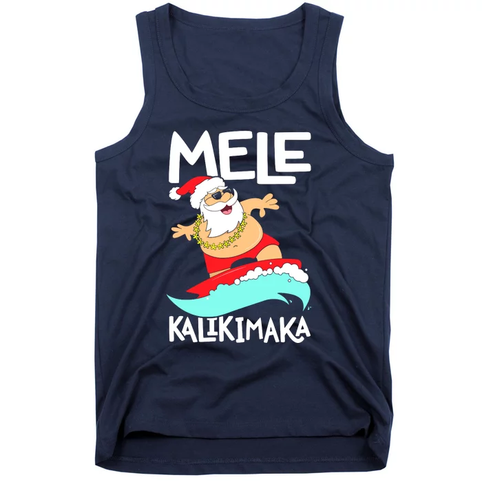 Mele Kalikimaka Hawaiian Christmas Hawaii Surfing Santa Tank Top