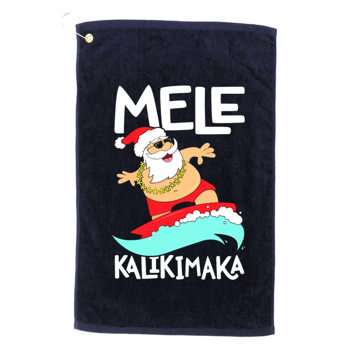 Mele Kalikimaka Hawaiian Christmas Hawaii Surfing Santa Platinum Collection Golf Towel