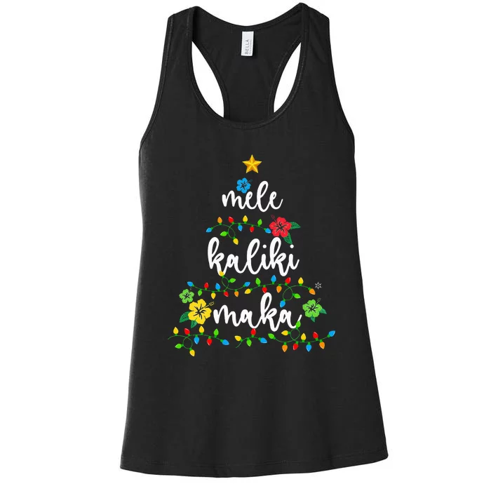 Mele Kalikimaka Hawaiian Merry Christmas Hawaii Women's Racerback Tank