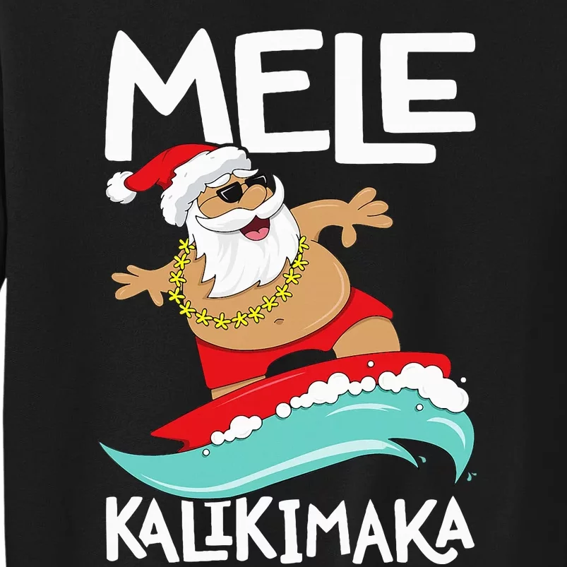 Mele Kalikimaka Hawaiian Christmas Hawaii Surfing Santa Sweatshirt