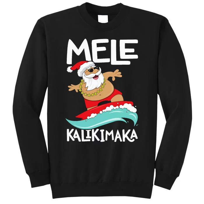 Mele Kalikimaka Hawaiian Christmas Hawaii Surfing Santa Sweatshirt