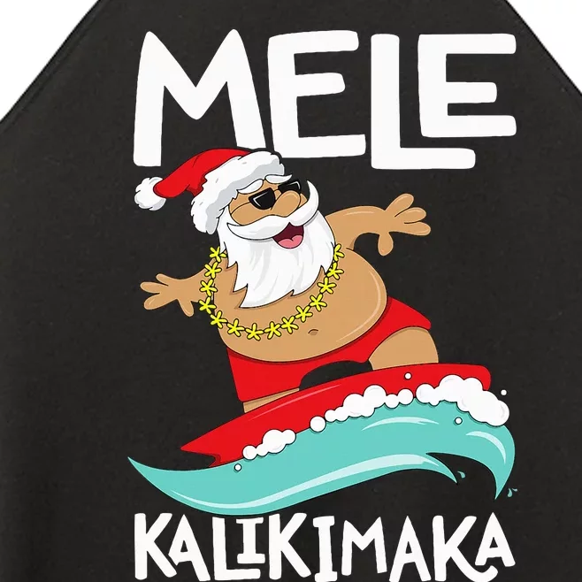 Mele Kalikimaka Hawaiian Christmas Hawaii Surfing Santa Women’s Perfect Tri Rocker Tank