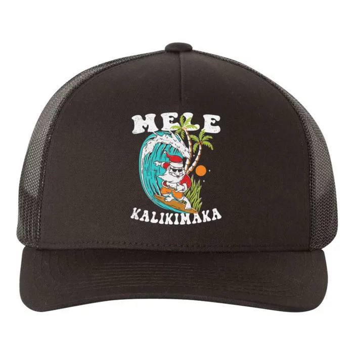 Mele Kalikimaka Hawaii Christmas Surfing Santa Yupoong Adult 5-Panel Trucker Hat