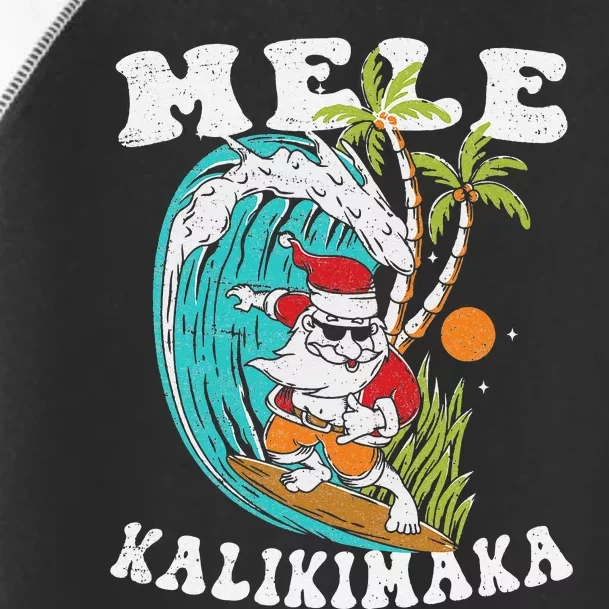 Mele Kalikimaka Hawaii Christmas Surfing Santa Toddler Fine Jersey T-Shirt